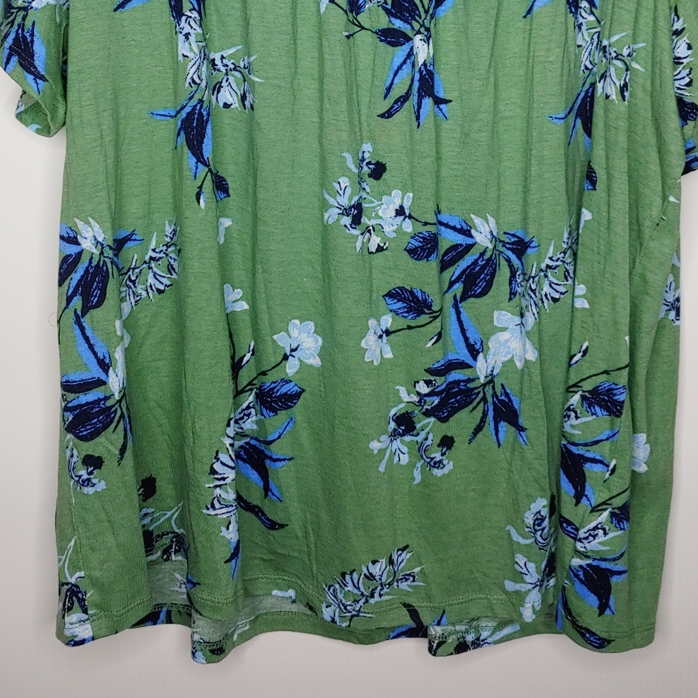 Lucky Brand Green Floral Square Neck Short Sleeve Blouse Size XXL New With Tags - Picture 4 of 16